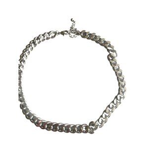 CURB MESH NECKLACE Silver Tone Choker Vintage 90s For Her or Him Collectable